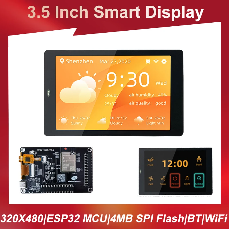 3.5 Inch ESP32 Display 4MB SPI Flash 8MB PSRAM MCU Built-In Bluetooth-compatible WiFi Touch LCD Smart Screen WT32-SC01 / Plus