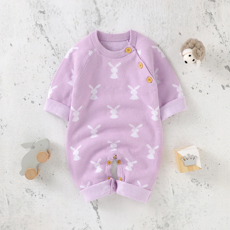 

Easter Baby Rompers Cotton Knitted Newborn Boys Girls Jumpsuit Long Sleeve Spring Infant Kid Clothing 0-18M Cute Cartoon Rabbits