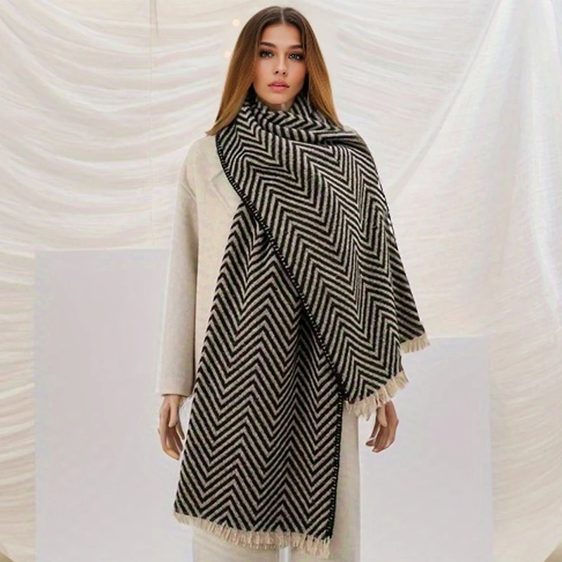 Fashion Winter Warm Plaid Print Travel Hijab Scarf Women Thick Cashmere Blanket Shawl Wraps 2023 Brand Pashmina Poncho Bufada