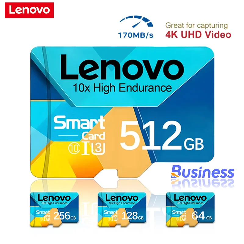 Lenovo High-Speed Micro TF SD Card 256GB 512GB Class 10 Memory Card 64GB 128GB V10 TF Card for Smartphones Camera and Speakers
