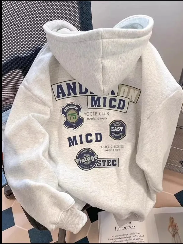 

Толстовка унисекс большого размера (до 300 фунтов), осенне-зимняя, повседневная, с принтом, уличный стиль, хлопок, длинный рукав, немнущаяся