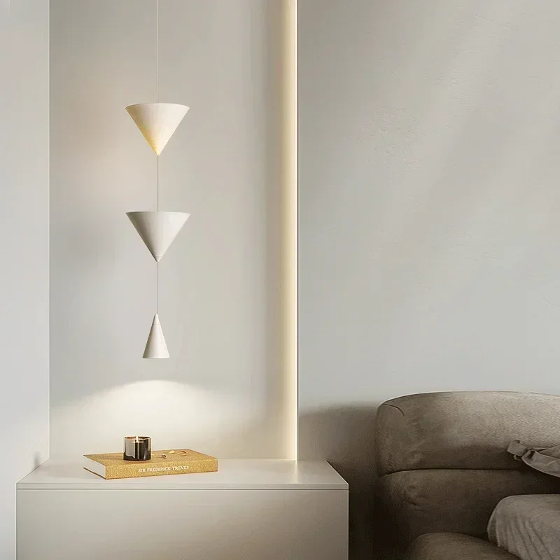 Imagem -05 - Nordic Luzes Pingente Lâmpada Branca para o Quarto Sala de Estar Led Decorações para Casa Luzes Penduradas Lâmpada Cabeceira Cone Abajur Preto