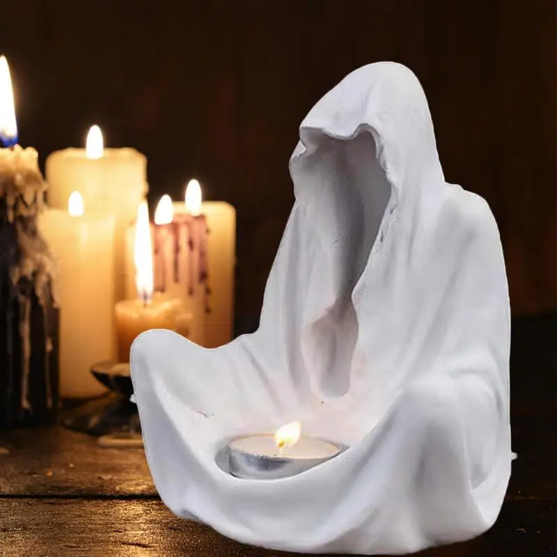 Ghost Wizard Scented Candle Decoration Candle Holder Handmade Plaster Mould Diy Prayer Wizard Candlestick Art Tray Silicone Mold