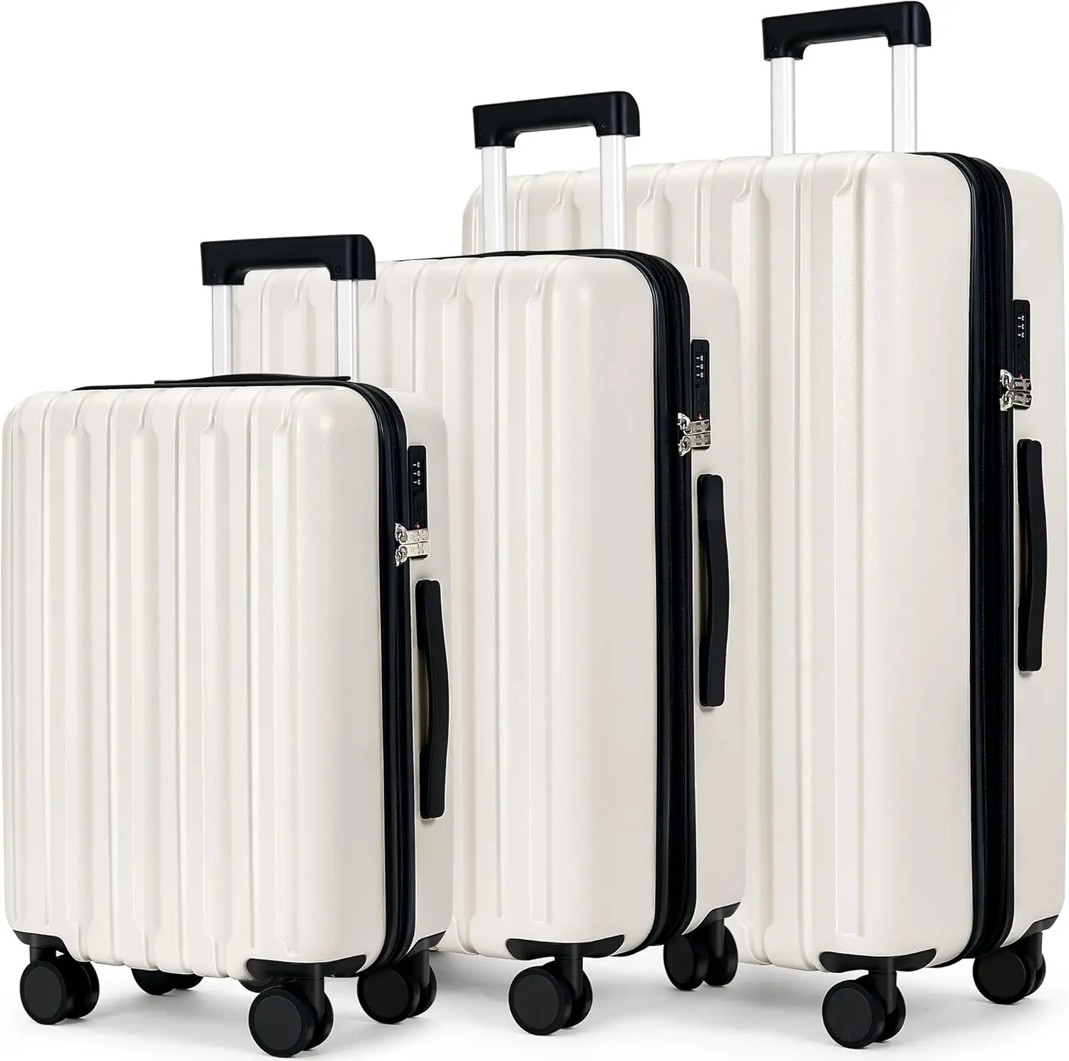 Showkoo Luggage Sets 3 Piece 100% Pc Ultra Tough Hardside Expandable Suitcases Sets With Tsa Lock Double Spinner Wheels