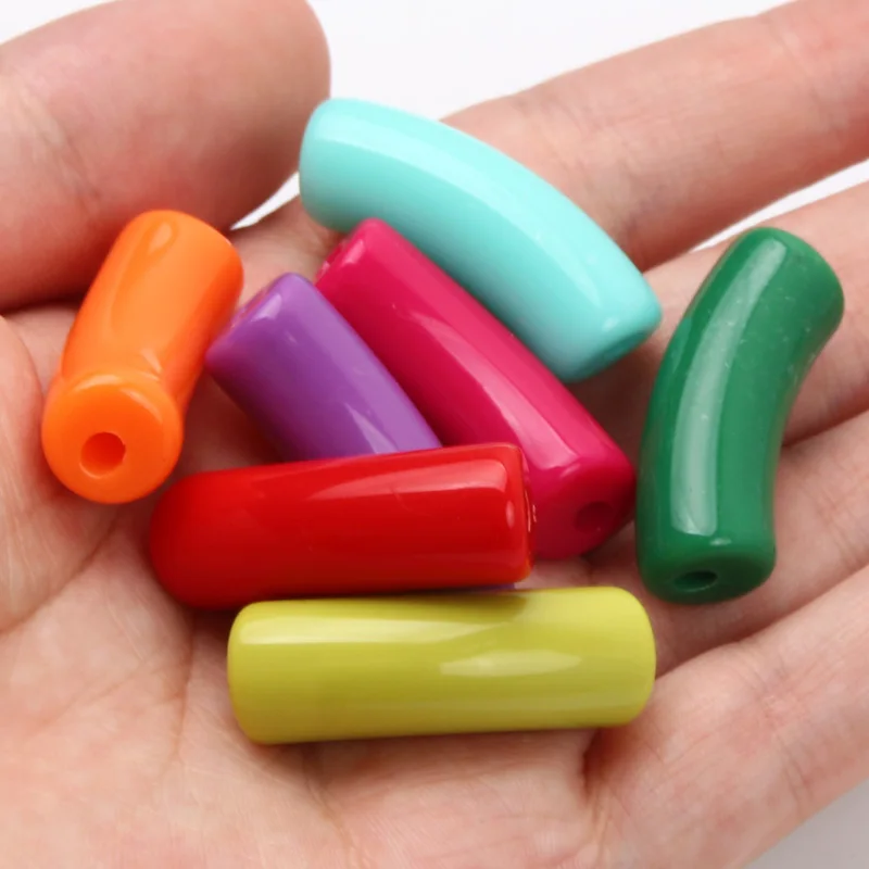 Z13 10pcs/lot 11MM Bamboo Tube Beads Multicolored Chunky Bent Pipe Loose Bead for Workmanship DIY Jewelry Accessories Material