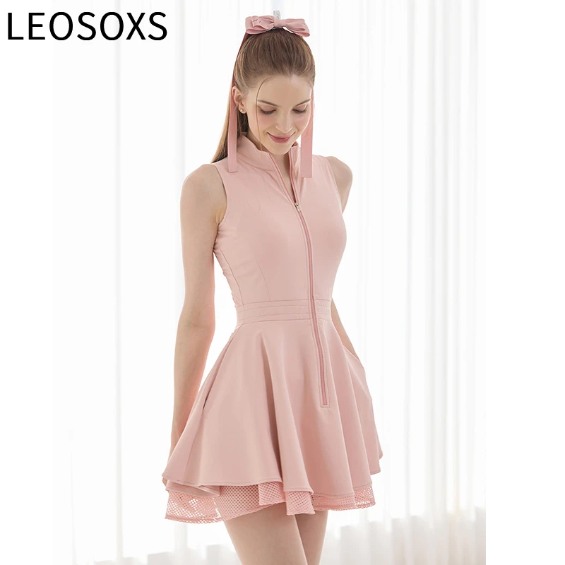 

Polo Shirt Tennis Dress Chest Pads Shorts Soft High Stretchy Fitness Skorts Tummy Control Yoga Skirts Gym Clothing Activewear
