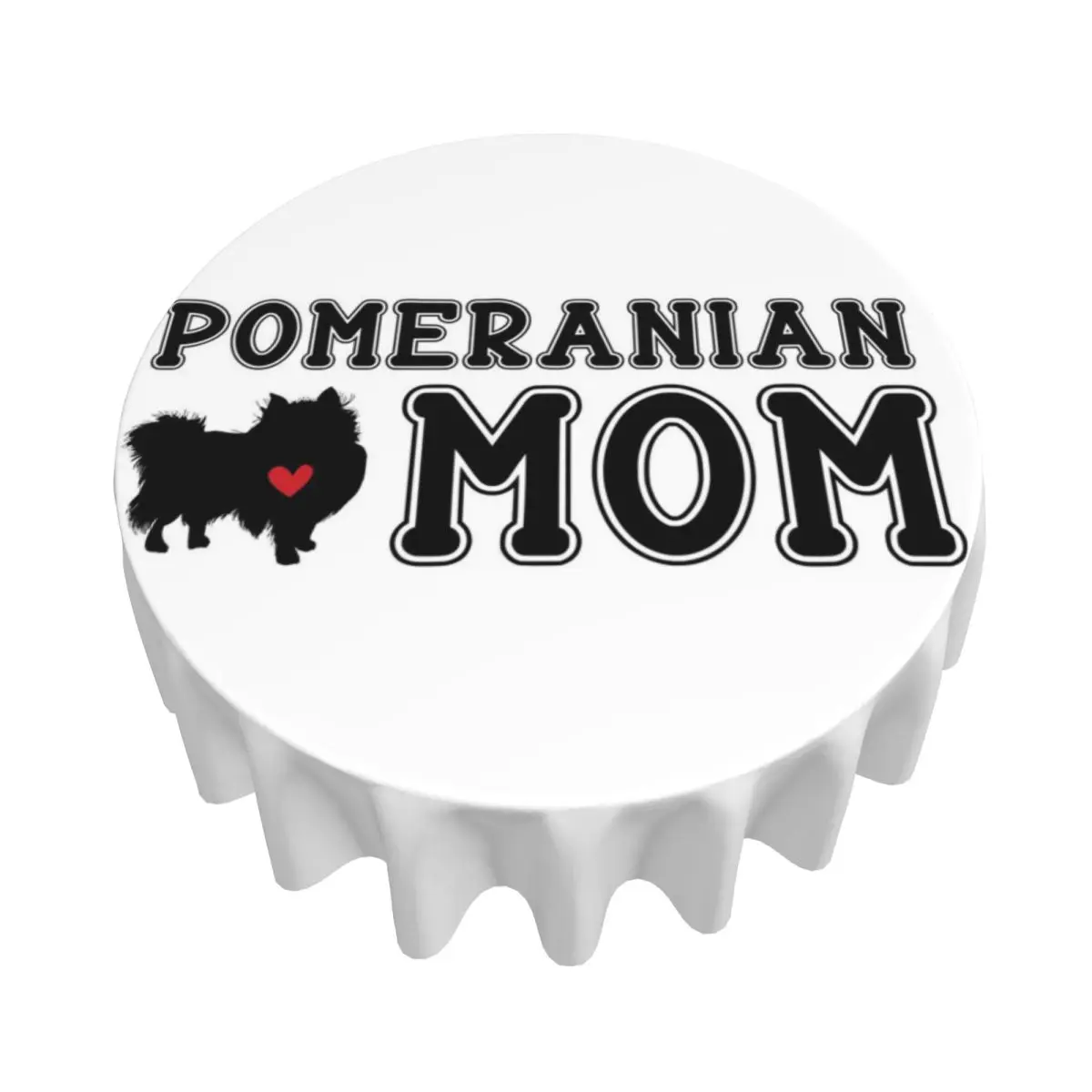Pomeranian Mom Waterproof Round Tablecloth Oilproof Table Cloth for Kitchen Events Dining Table Cover 60 inch