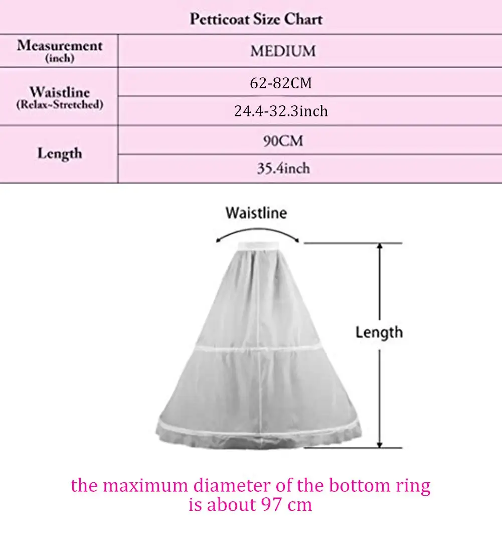 Women's 2 Hoops Bridal Crinoline White Petticoat Half Slip Underskirt Wedding Dress Bride Pannier Petticoat