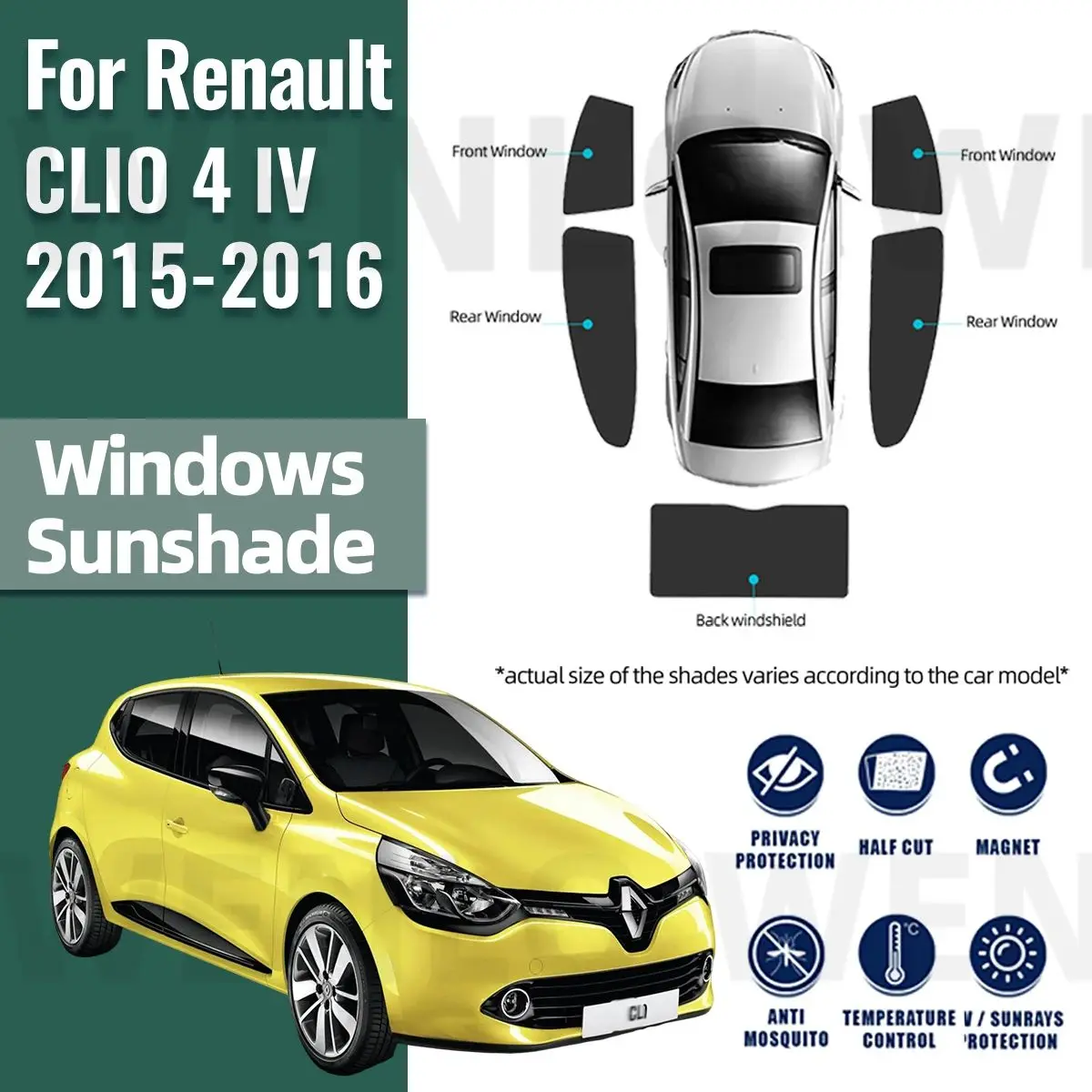 

For Renault CLIO 4 2015 2016 Rear Side Window Sun Shade Visor Car Sunshade Accessories Front Windshield Mesh Vehicle Curtain