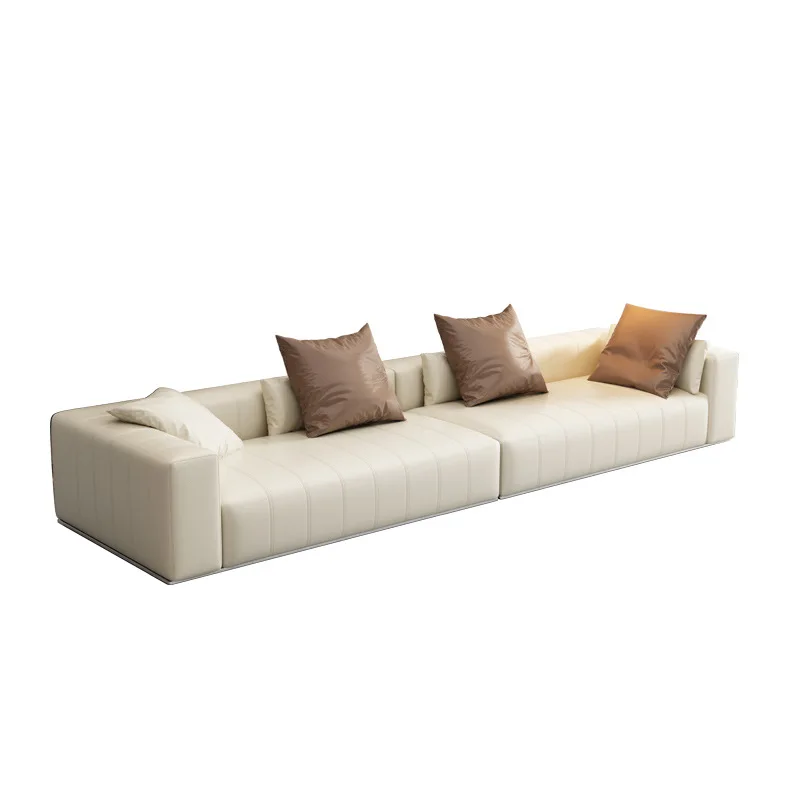 

Italian minimalist piano key sofa, straight row leather sofa, leather art large flat-floor villa living room modern large apa