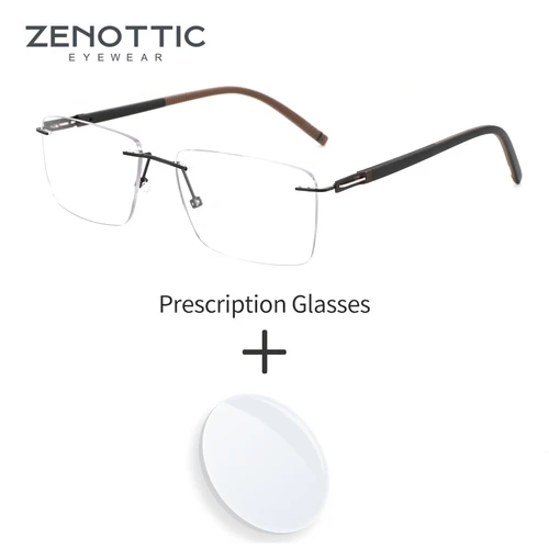 ZENOTTIC gafas graduadas rectangulares sin montura de alta calidad antiluz azul/gafas ópticas fotocromáticas para hombres