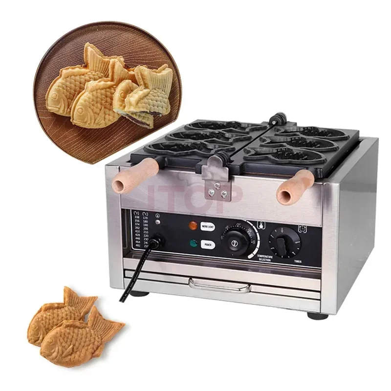 Korean Street Food Poop Snack Bread 220/110v Open Mouth Taiyaki Ice Cream Fish Waffle Maker Machine