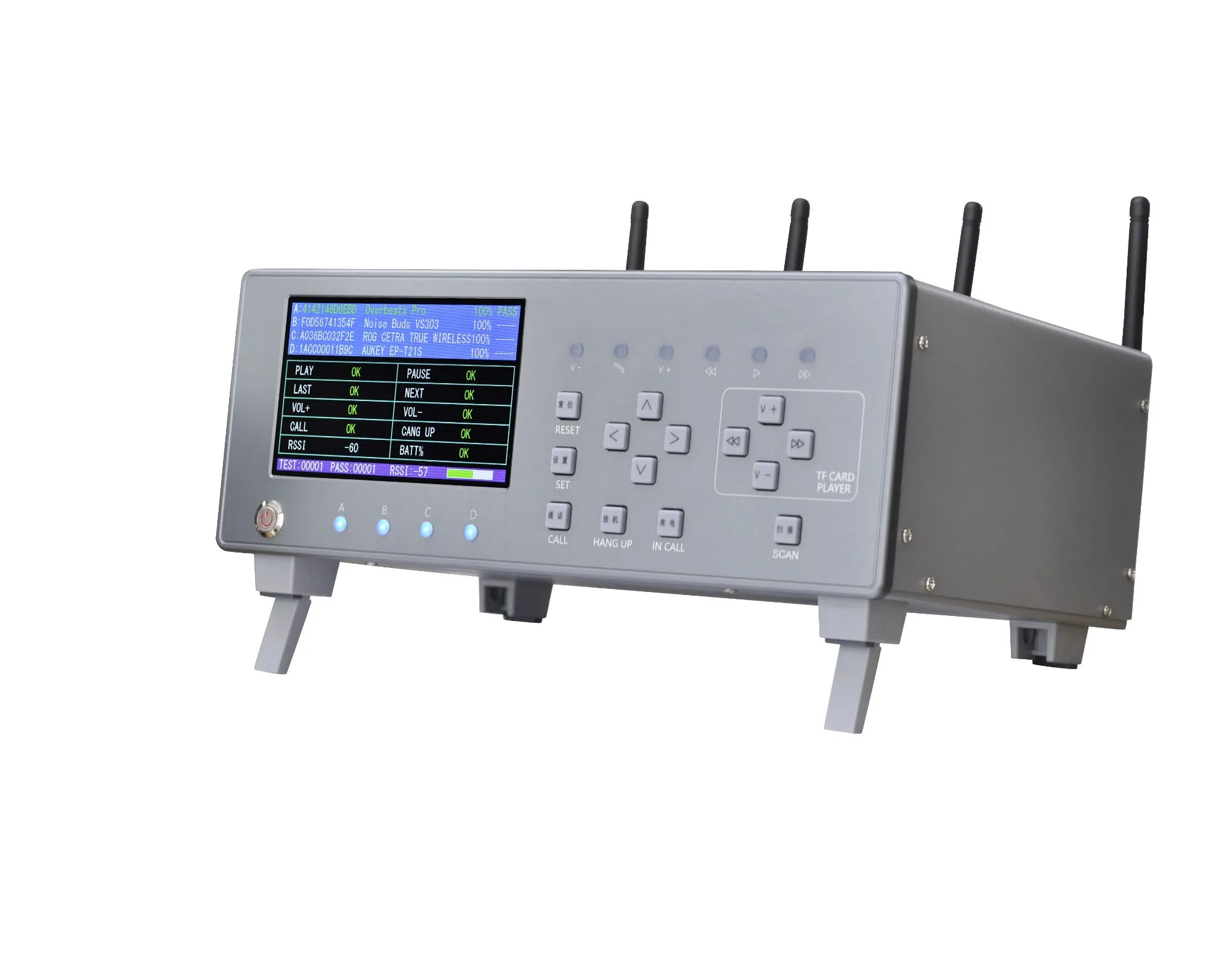 Riyol RBT623 Four-Channel Bluetooth Tester for TWS Headset Speaker Play/Pause/Call/Battery Life Endurance Aging Test