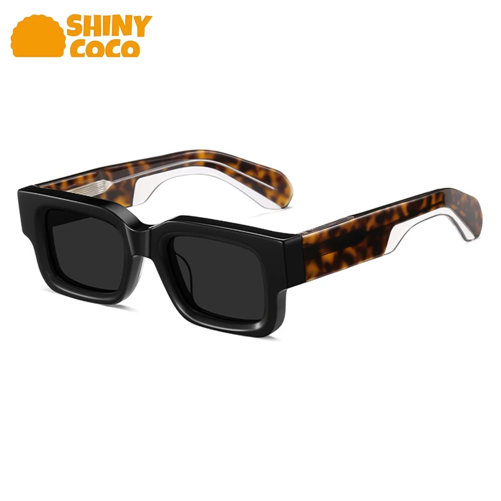 ShinyCo Marca de luxo elegante e individual óculos de sol coloridos retro quadrado engrossado folha óculos de sol