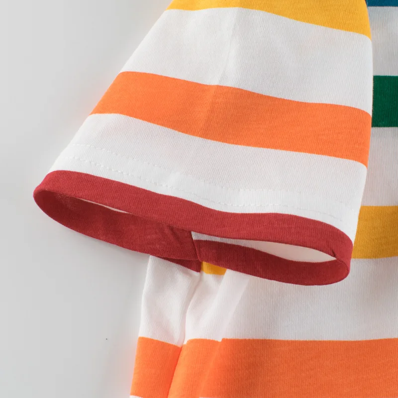2-8T Toddler Kid Baby Boys Girls Clothes Cotton Striped Infant tshirt Short Sleeve Summer Childrens T Shirt Casual Plain Outfit