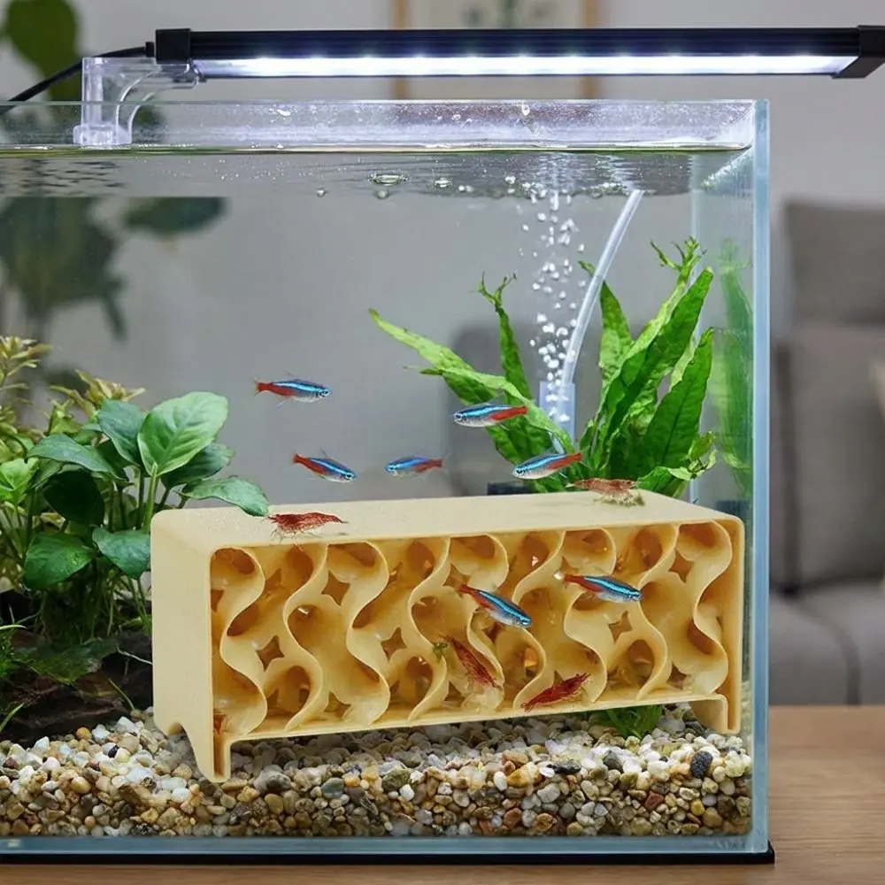 3D Printed Fish Shrimp Hideout Shelter Hollow Out Safe House Aquarium Underground Cave Grid Multi-level Plastic