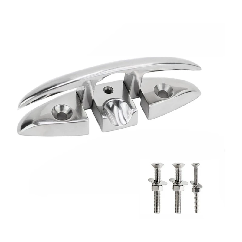 41XA Pack of 1 5/6 Inch 316 Stainless Steel Marine bending Cleat High Gloss Finish Includes Screws for Boat Dock Installation