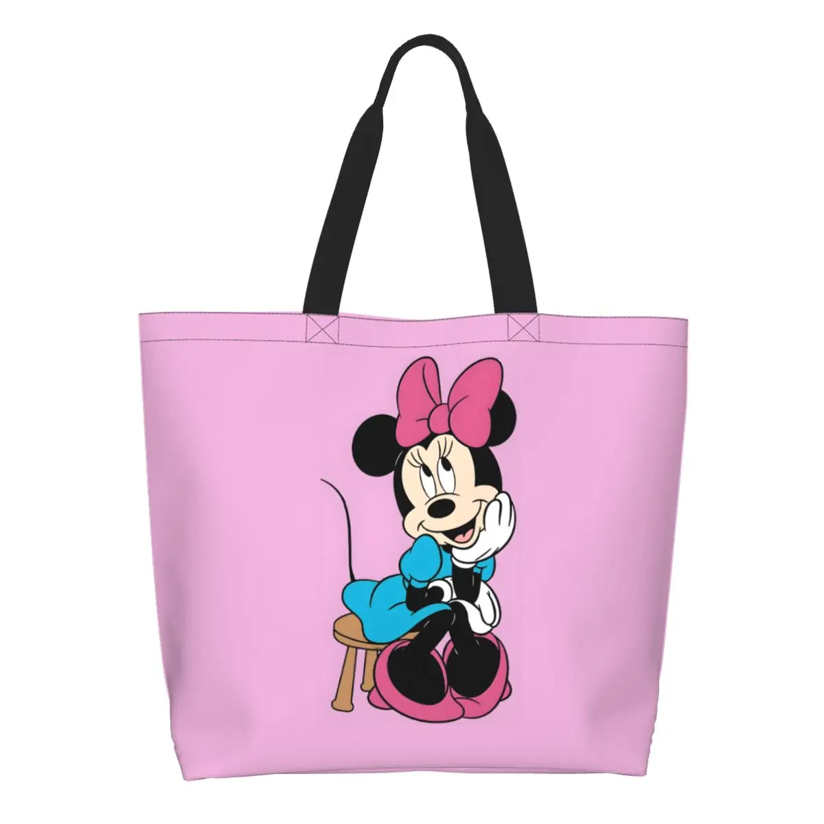 

Custom Funny Mickey Mouse Shopping Tote Bags Reusable Cute Cartoon Canvas Groceries Shopper Shoulder Bag