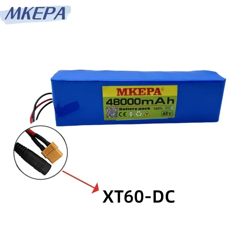 48V 48Ah 1000W 13S3P 48V lithium-ion battery pack 48000mAH suitable for 54.6V electric bicycles and scooters with BMS+charger