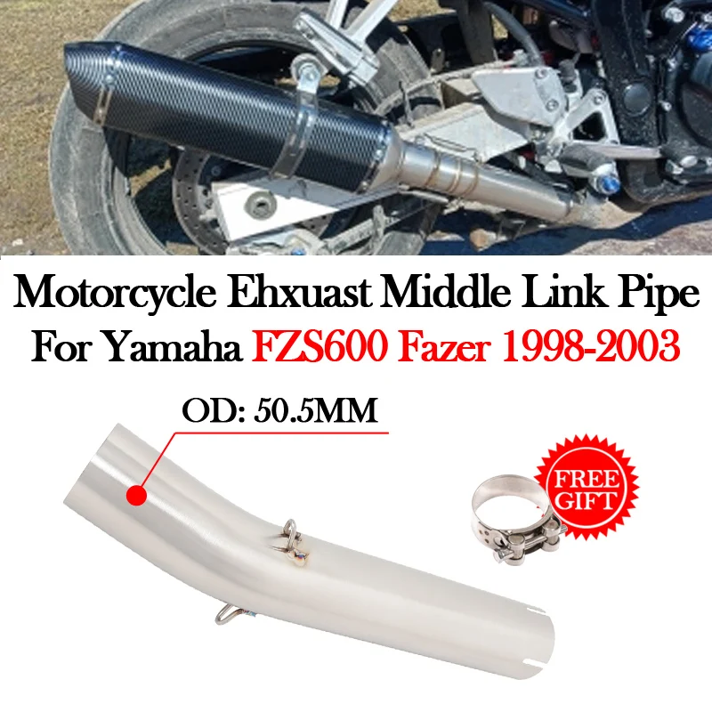 Slip-On For Yamaha FZS600 FZS 600 Fazer 1998 - 2003 Motorcycle Exhaust System Escape Moto Muffler Modify 51MM Middle Link Pipe