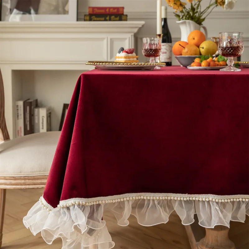 EIFLOY-Velvet Tablecloths for Dining Table, Luxury, Rectangular, Party, Square Coffee Table Cover, Home Decor, Soft, Solid Color