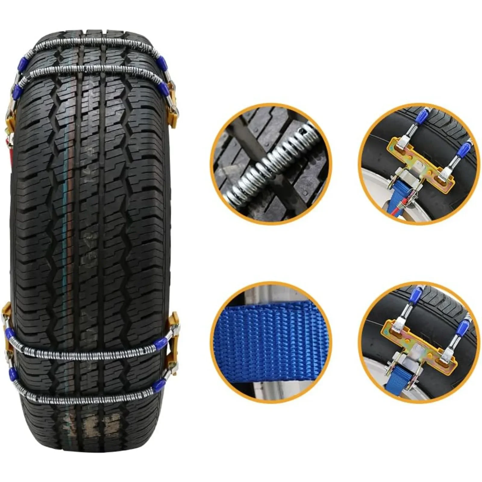 US  Snow Chains,Cable Tire Chain for Passenger Cars, Pickups,and SUVs, Universal Adjustable Em ergency Portable Snow Tire Chains