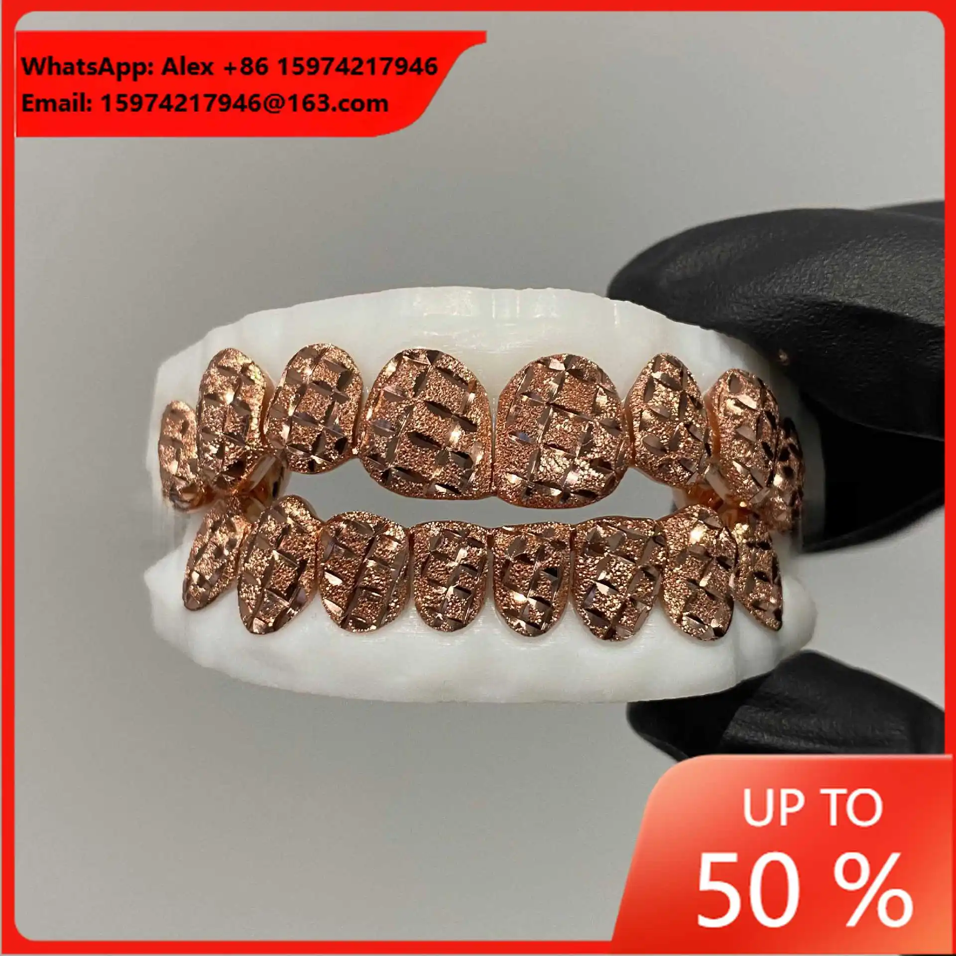 Rose Gold Nail Sand Grill Top 8 Bottom 8 European And American Cross-border Hot-selling Grillz