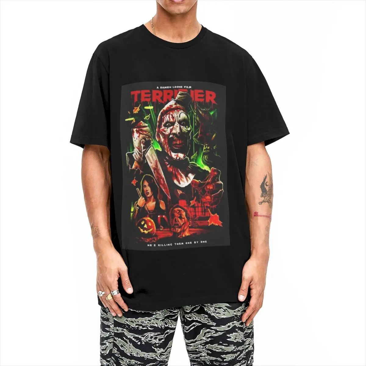 Terrifier Movie Art The Clown Horror Slasher Halloween T-Shirt Men Women's Cotton T Shirts Short Sleeve Tees Classic Clothing