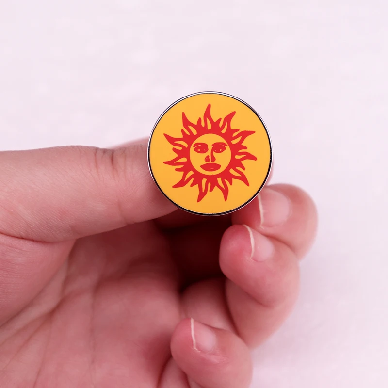 مخدر البرتقال أشعة الشمس شارة ، LSD ميمي المينا دبوس ، بروش المجوهرات