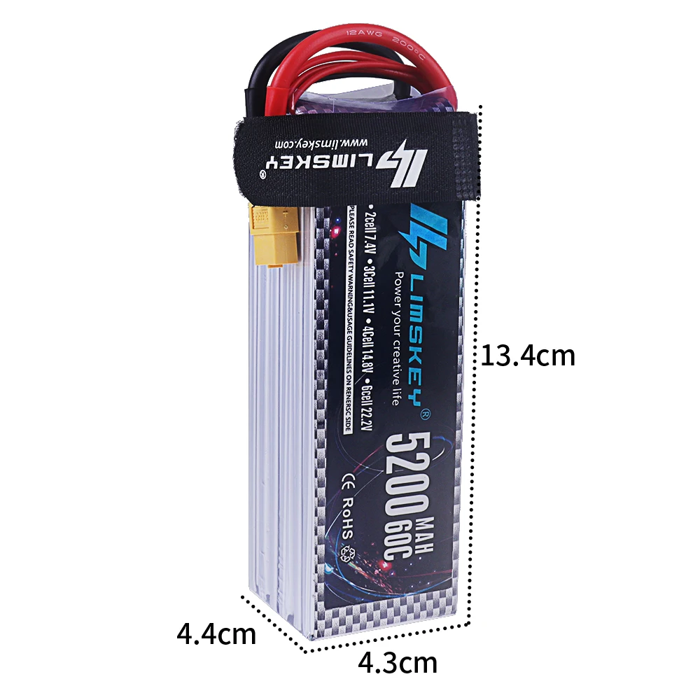 6S 5200mAh Lipo Battery 22.2V 60C Softcase with EC5 Plug for RC Car FPV Drone Desert Truck RC Racing Hobby Parts XT60 T XT90