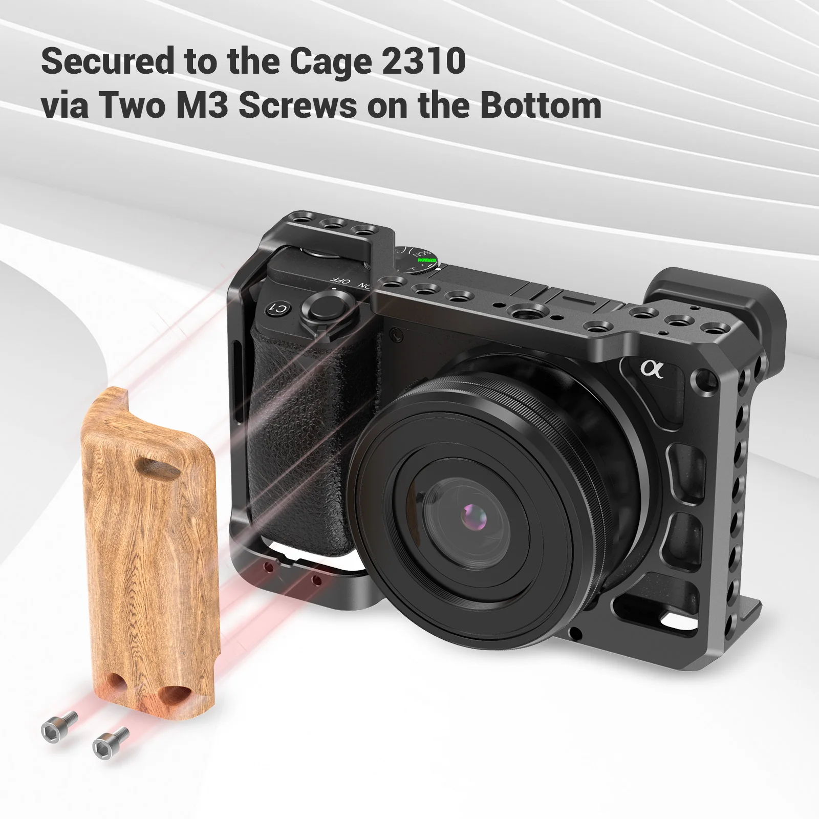 SmallRig drewniany uchwyt do Sony A6400 Cage 2310 akcesoria do kamer, 3614 z silikonowym uchwytem i zimnym butem-APS2318