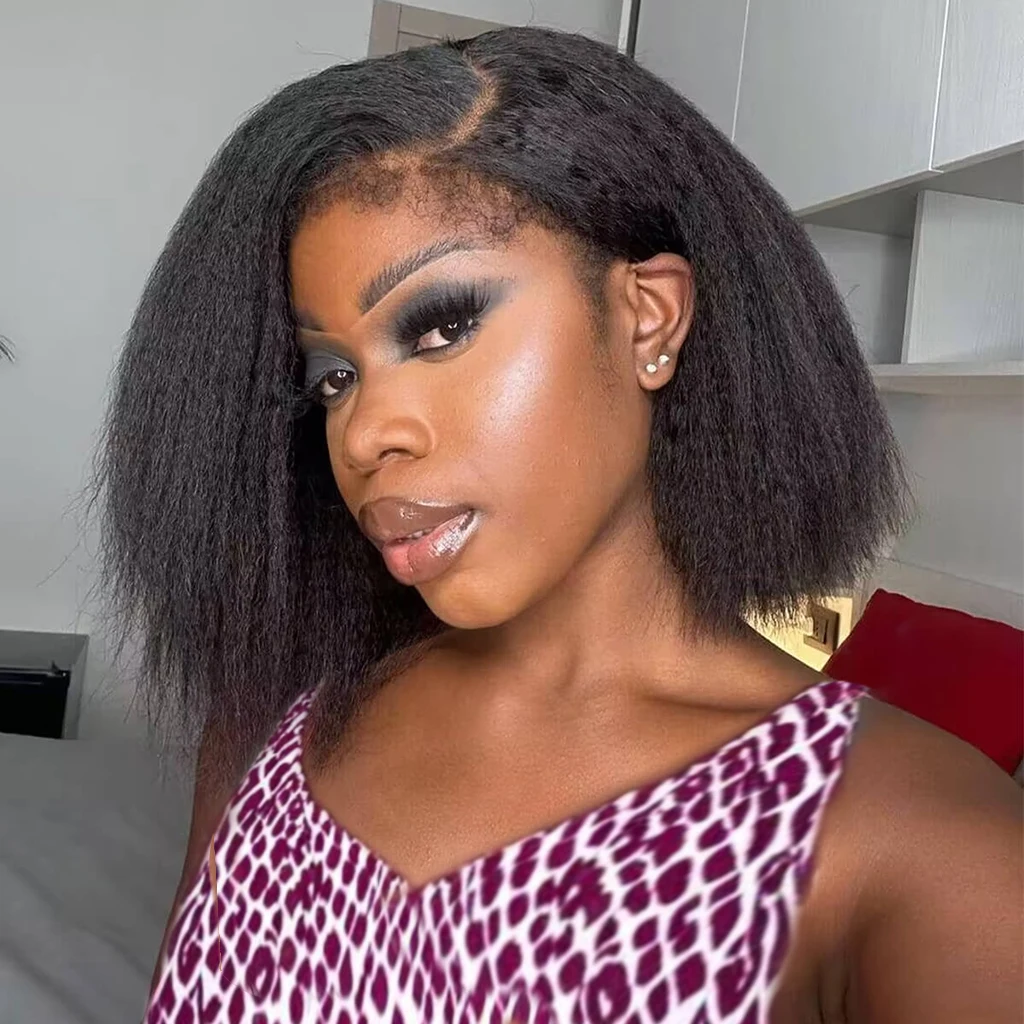 باروكات بدون صمغ شعر بشري قبل القطع 6x4 باروكة بوب دانتيل ياكي عقدة مبيضة مسبقة القطع خصلات الشعر المستعار الإنسان دانتيل شفاف جاهز للارتداء