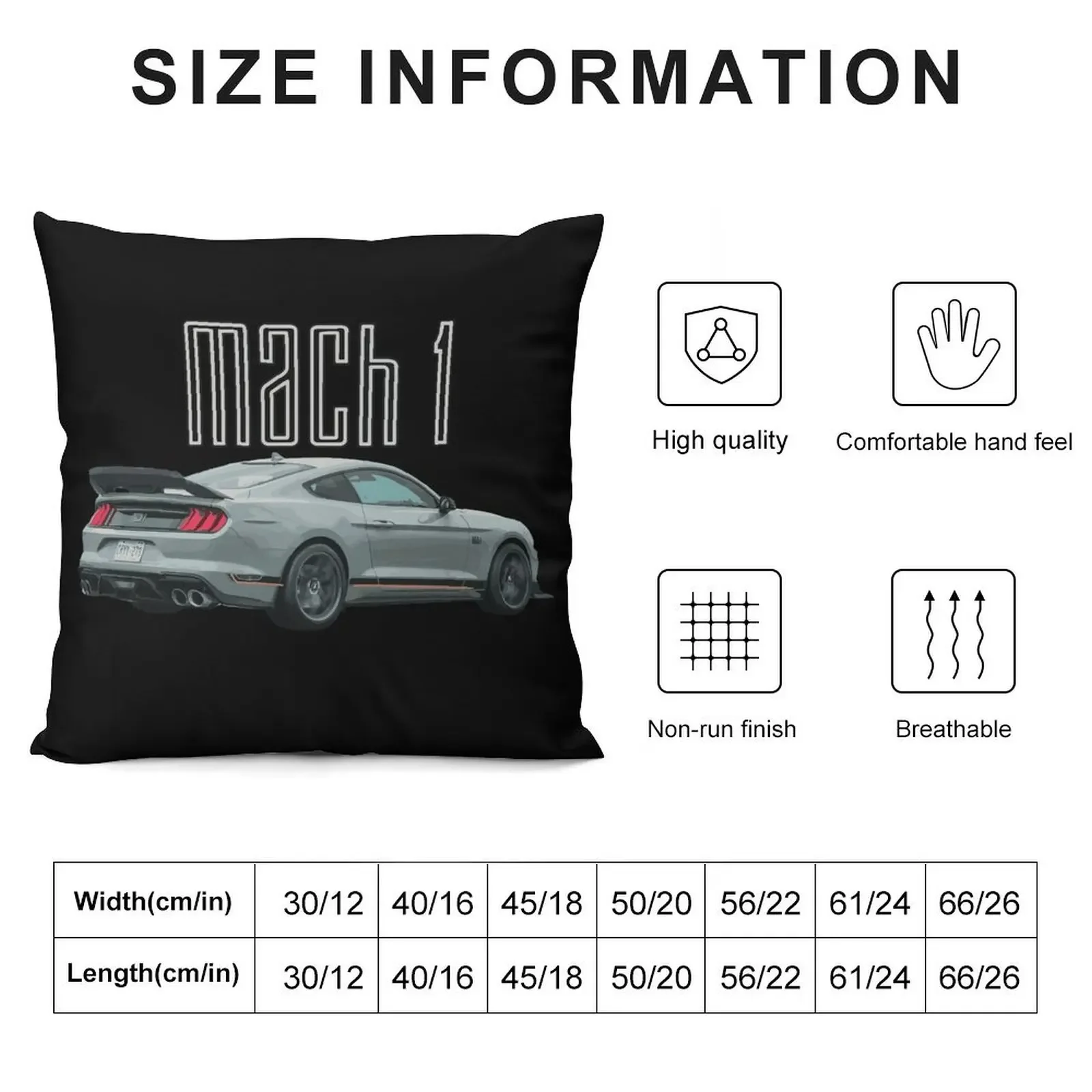 MACH 1 Mustang GT 5.0L V8 Performance Car Fighter Jet Gray Rear Throw Pillow Marble Cushion Cover Throw Pillow Covers pillow