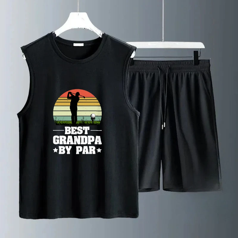 

2025 Men's Thin Casual Vest Set Golf baseball prints Summer Clothes Comfortable Fit Perfect for Daily Use and Outdoor Activities