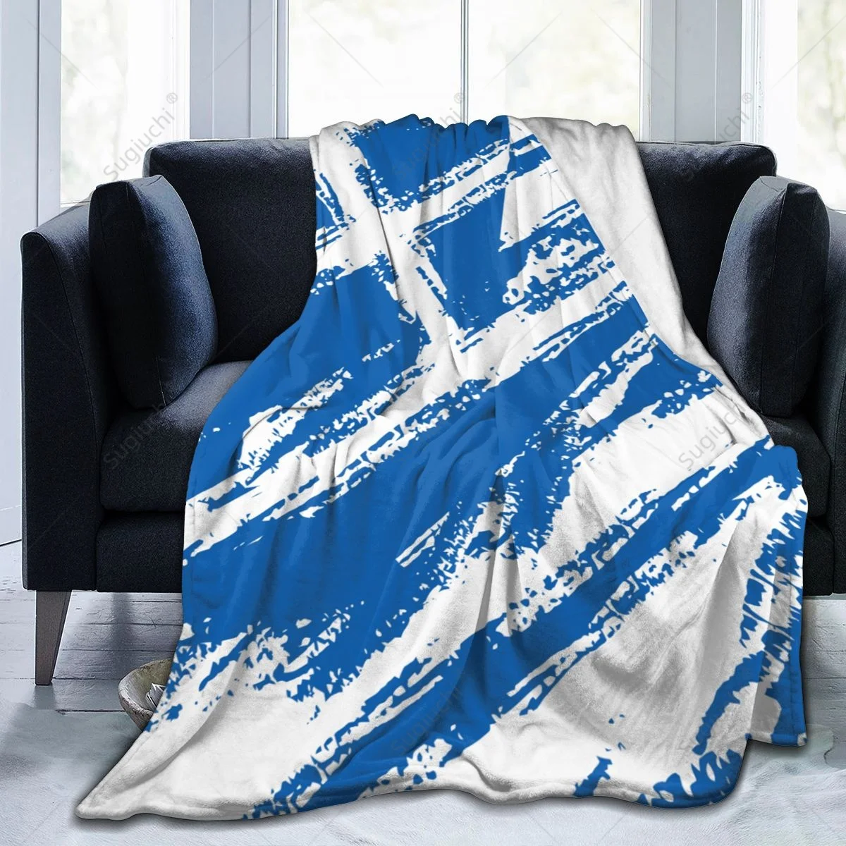 Blanket Greece Flag Color Flannel Multifunction Camping Sofa Cover Keep Warm