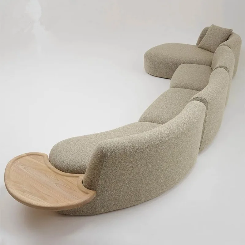 Nordic light luxury splicing solid wood fabric sofa, modern simple beauty salon hotel sales office special-shaped flannel sofa