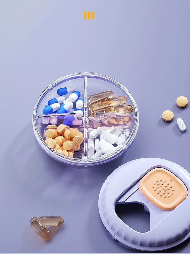 1pcs Portable medicine box, small box, rotating sealed moisture-proof pill dispenser, medicine bottle