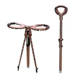 Portable Antique Aluminum Alloy Cane Stool Chair for Elderly Walking Outdoors Climbing Stool Foldable Trekking Poles for Out