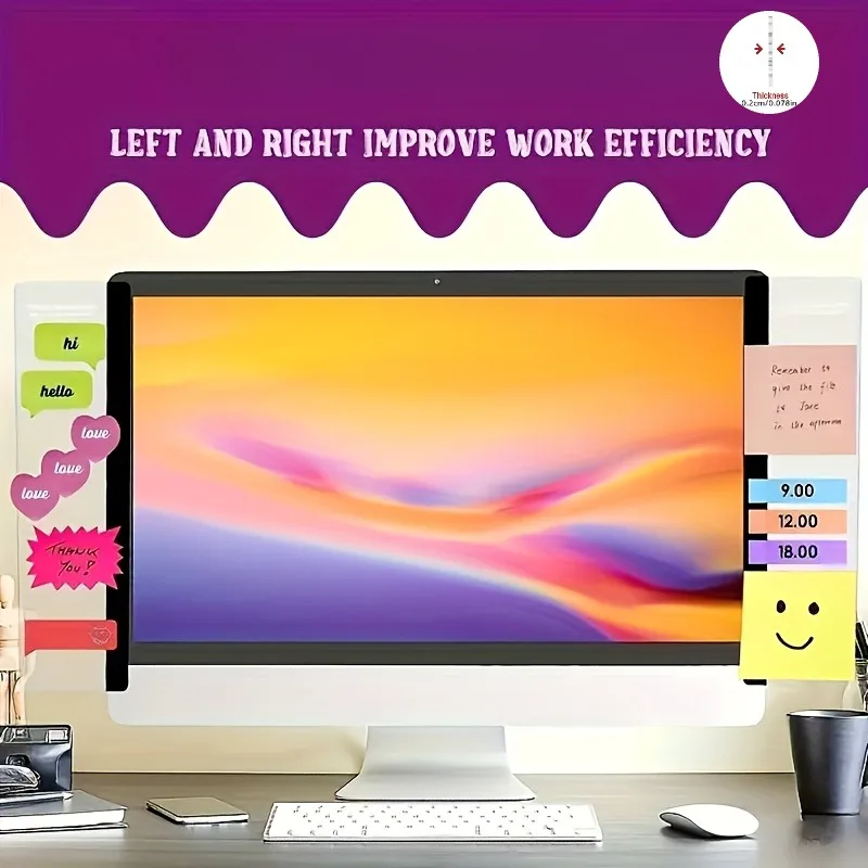 2D flat-panel computer monitor memo board, sticky note clip, home office desk decoration, back-to-school season