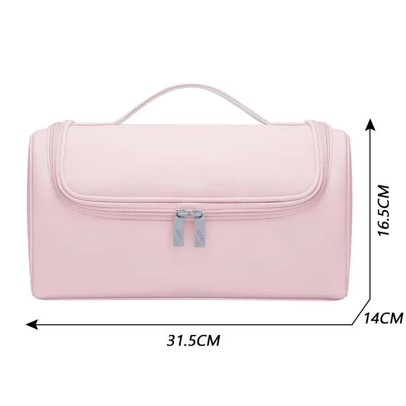 High Capacity Cosmetic Bag PU Flip Storage Bags Waterproof Hangable Travel Beach MakeUp Organizer Makeup Pounch Handbag