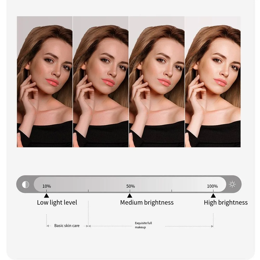 Espejo de tocador acrílico grande con luces, espejo de maquillaje iluminado, espejo iluminado de Hollywood, Control táctil inteligente, 3 colores regulables