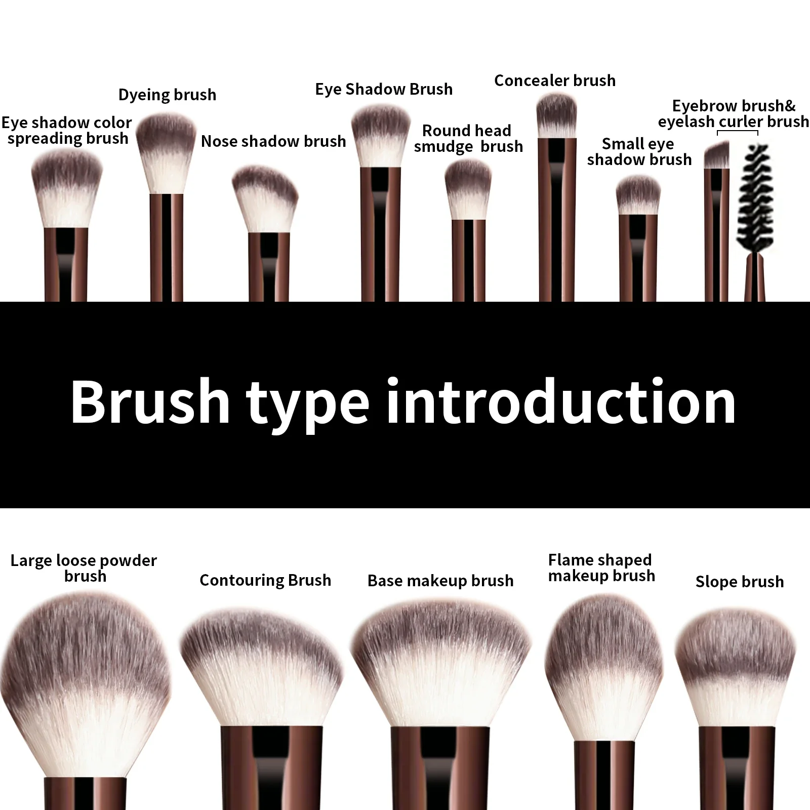13PCS Makeup Brush Set Foundation Concealer Powder Eyeshadow Blush Brush Kabuki Blending Cosmetic Beauty Tool for Face