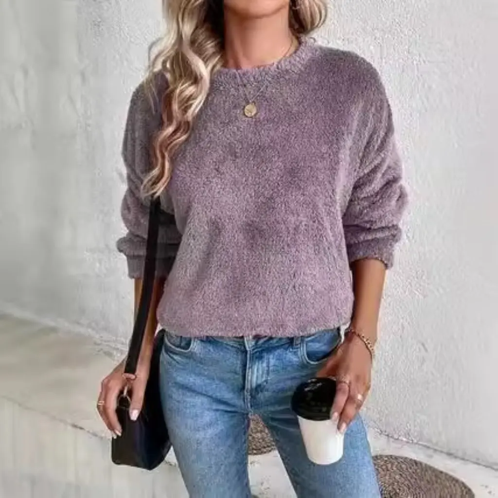 

Women's Double-Sided Velvet Pullover Sweater Casual Loose Plush Clothing Autumn Winter Fashion Europe And US Style
