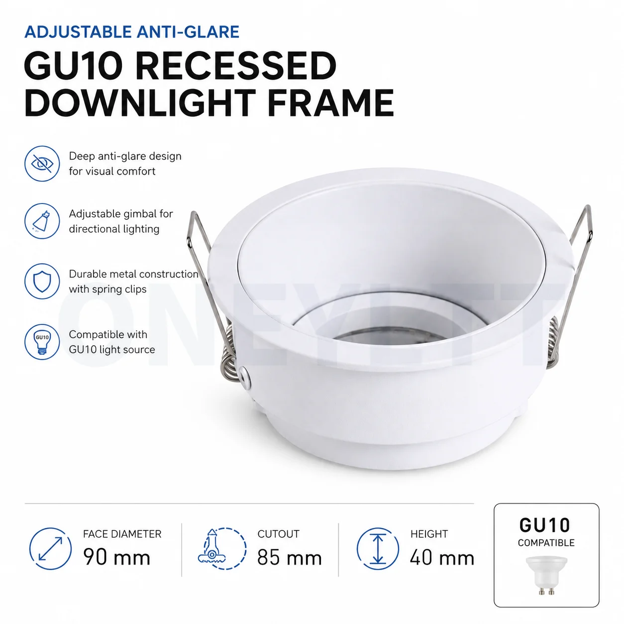 NEW LED Downlights Frame Round Fixture Adjustable Downlight Led Holders Cutout for MR16 GU10 Bulb Holder Recessed LED Spot Light