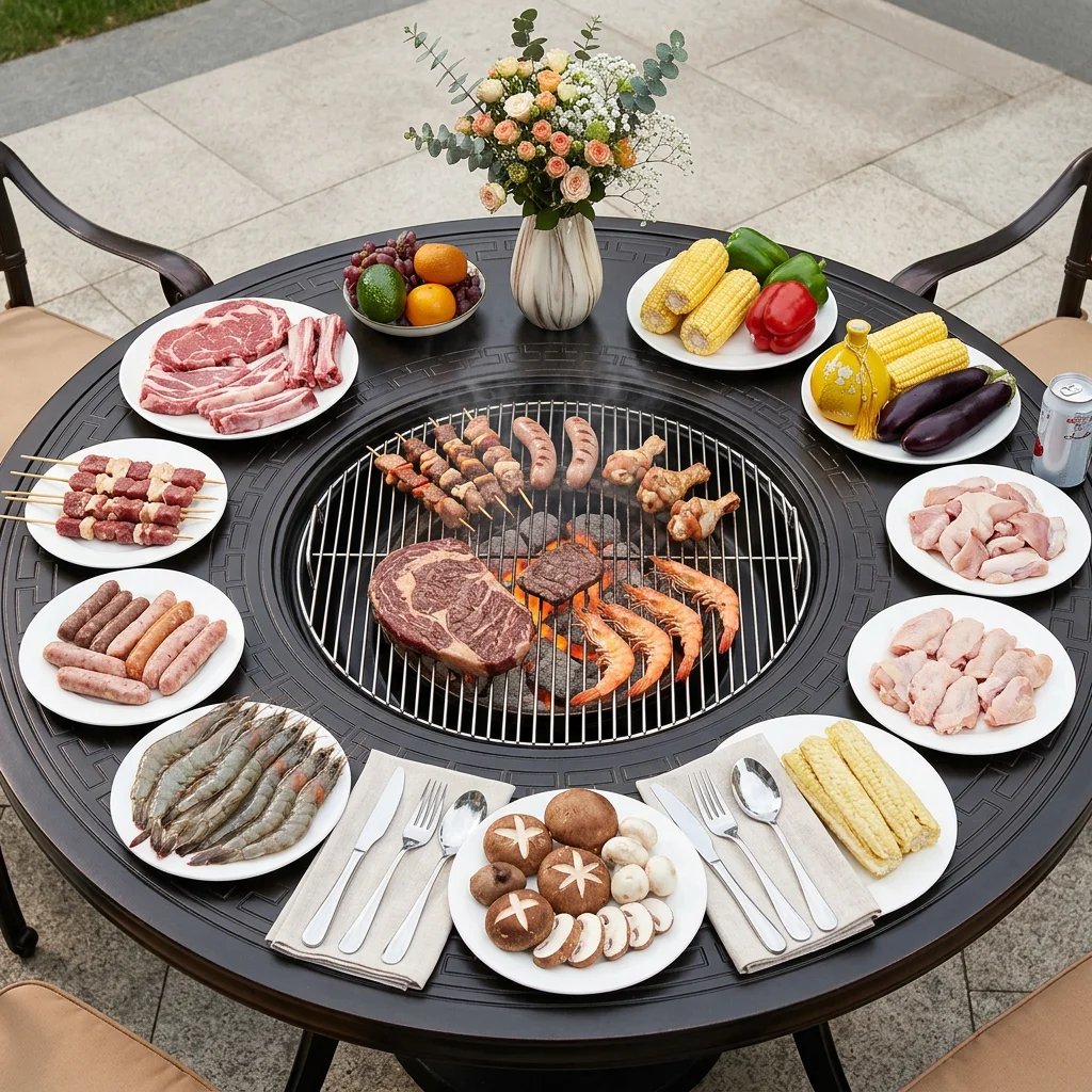 set-da-pranzo-per-cucina-esterna-integrato-con-tavolo-bbq-in-alluminio--soluzione-per-la-ristorazione-all'aperto-di-livello-commerciale-per-hotel-e-club