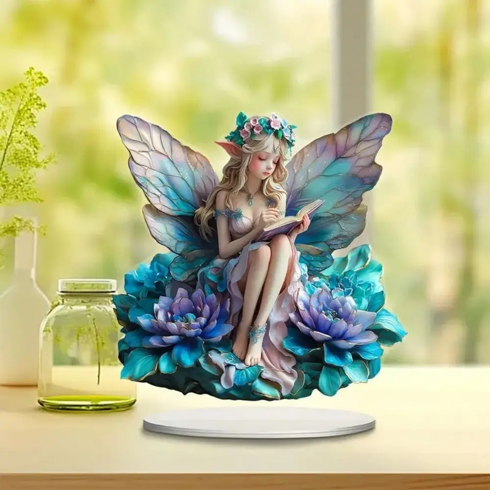 Shatterproof Butterfly Fairy Decorative Board Cartoon Elegant Acrylic Sign Plate Charming Fairy Statue Ornaments Home Decor