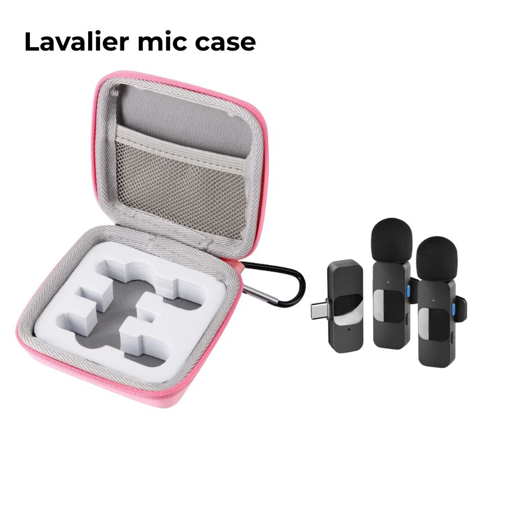 Pink Travel Carry Case for Wireless Lavalier Microphone Mini Microphone Collar Mic BOYA Microphone K9 WM189 Wireless Microphones