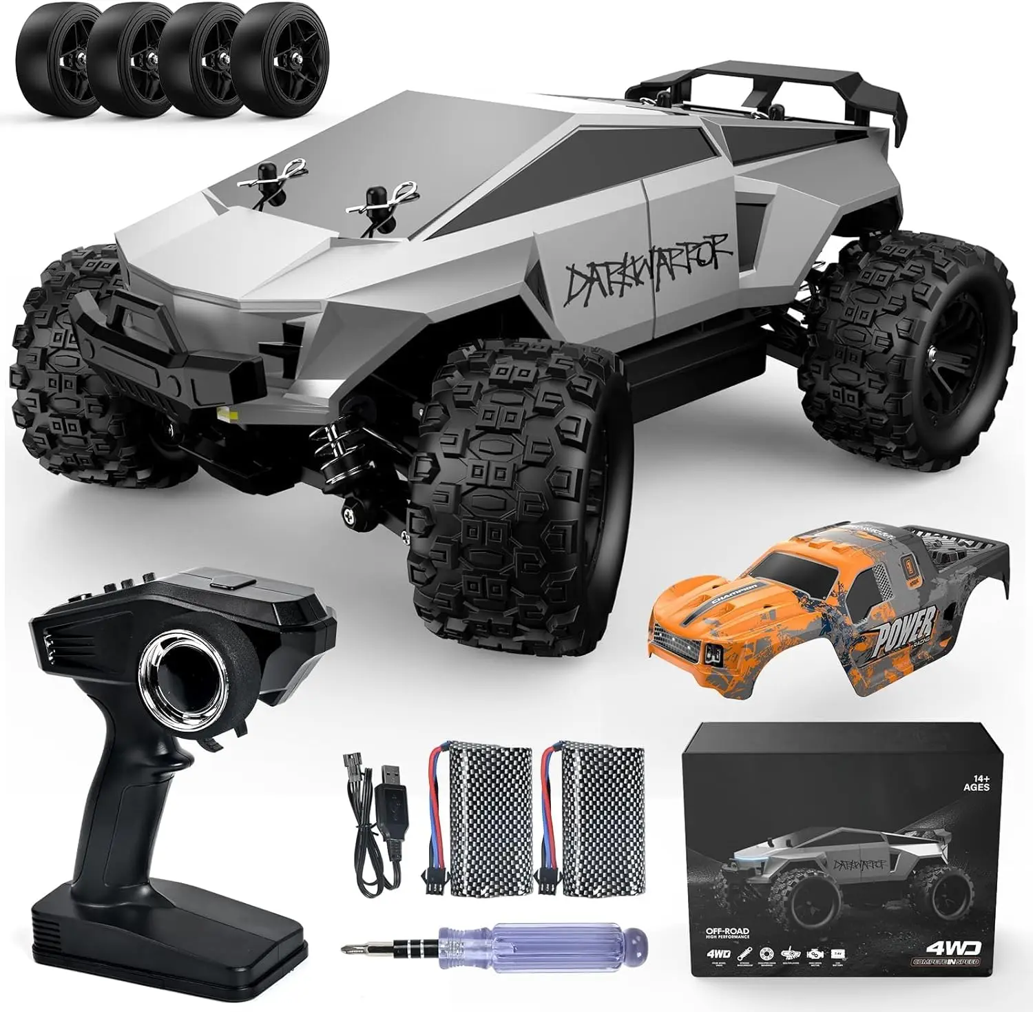 High-Speed 1/18 Scale 4WD All-Terrain RC Vehicle for Adults - 2-in-1 Monster Truck & Drift Car, 40KM/H Fast RC Car with 2.4GHz Remote, 2 Batteries, 2 PVC Shells, Ready to Run