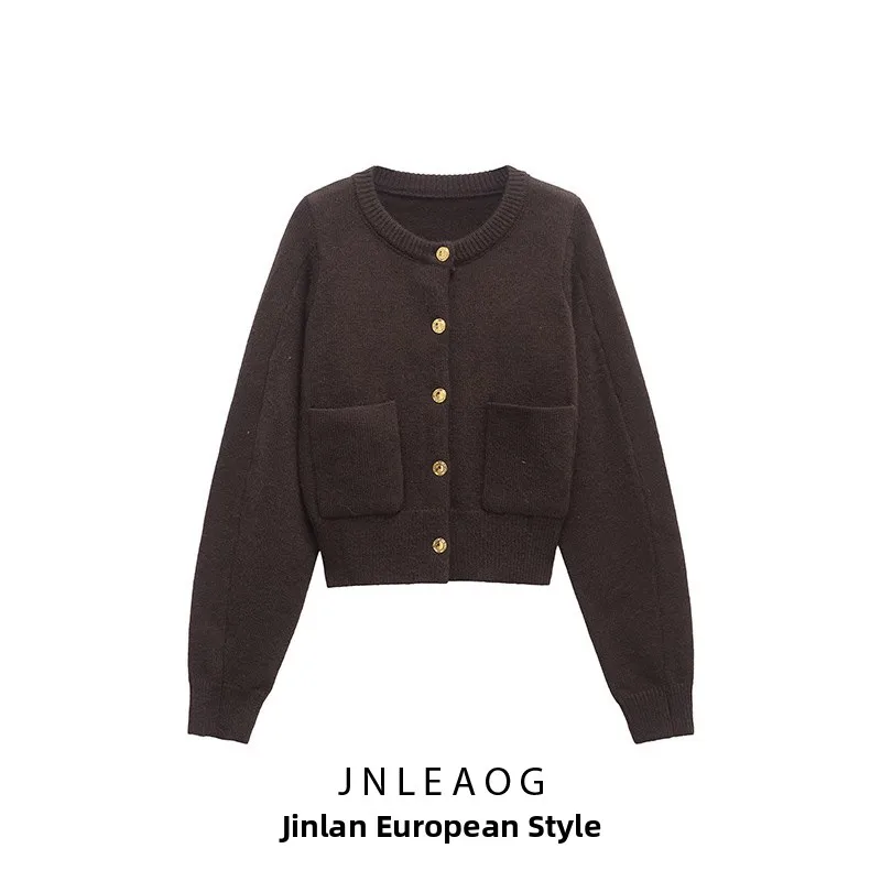 

JNLEAOG Faionable Casual Long Sve round Ne Outerwear Women's Knitted Polyester Fiber Spring Autumn Season New Arrival