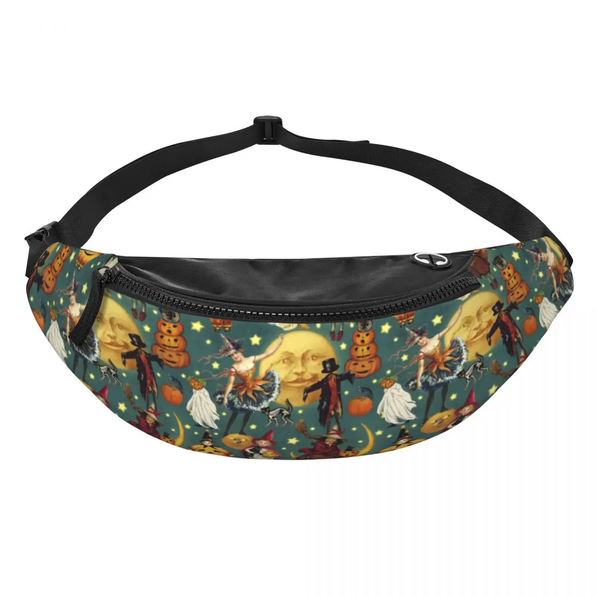 خمر أشباح الهالوين الساحرات الهيكل العظمي القطط الكولاج حزمة مراوح لتشغيل النساء الرجال Crossbody الخصر حقيبة الهاتف المال الحقيبة